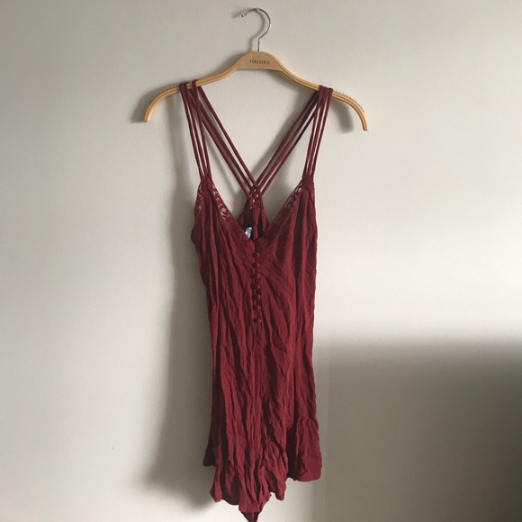 BURNT RED ROMPER - Picture 1 of 2